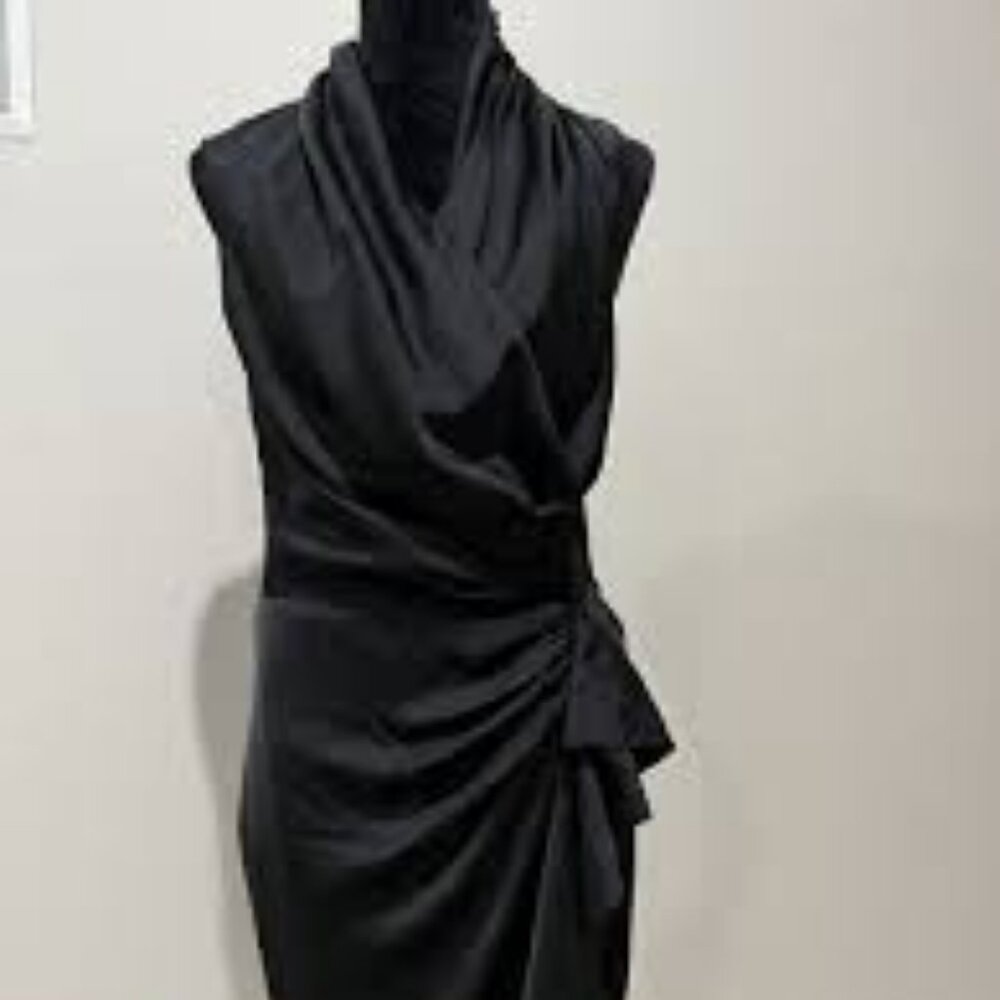 All Saints Spitalfields Cancity Ruched Wrap Dress Black UK 12/US 8